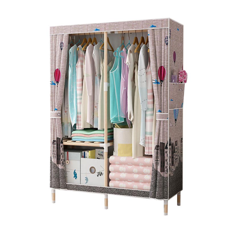 Contemporary Style Wardrobe Armoire Solid Wood Wardrobe Closet with Legs