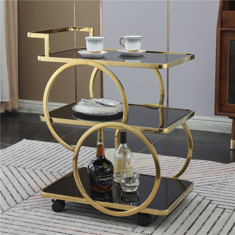 Contemporary 31.5"H Rolling Prep Table Rectangular Metal Prep Table for Dining Room