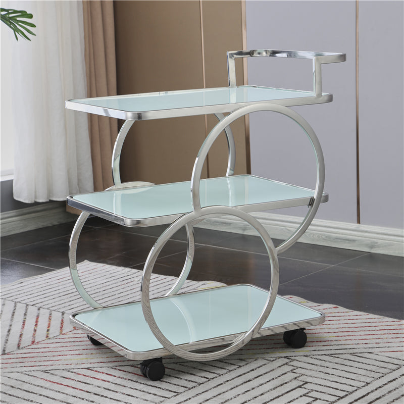 Contemporary 31.5"H Rolling Prep Table Rectangular Metal Prep Table for Dining Room