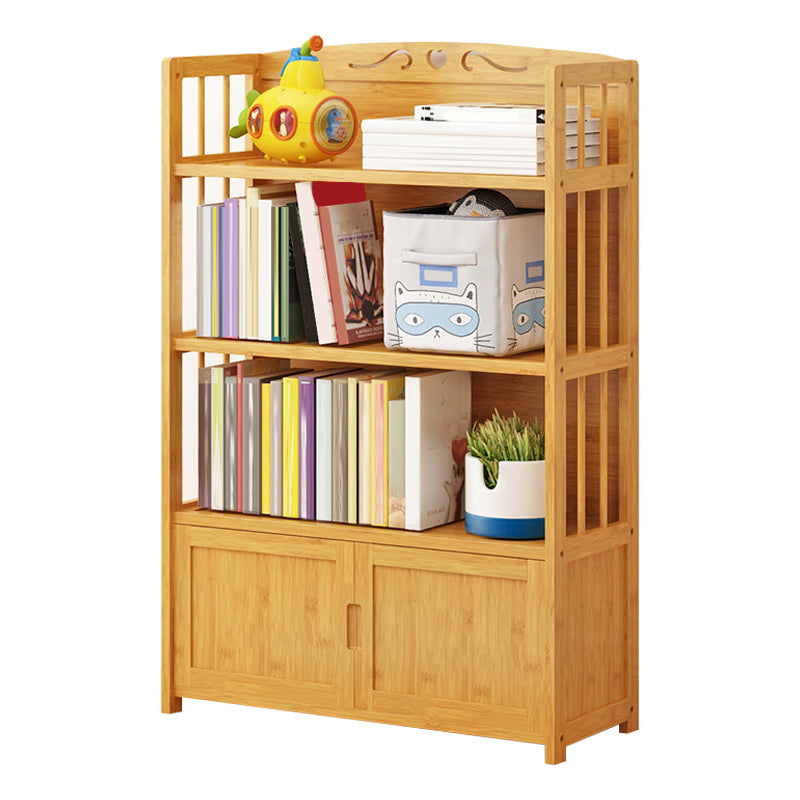Modern Vertical Wood Book Shelf Brown Closed Back Shelf Bookcase for Study Room