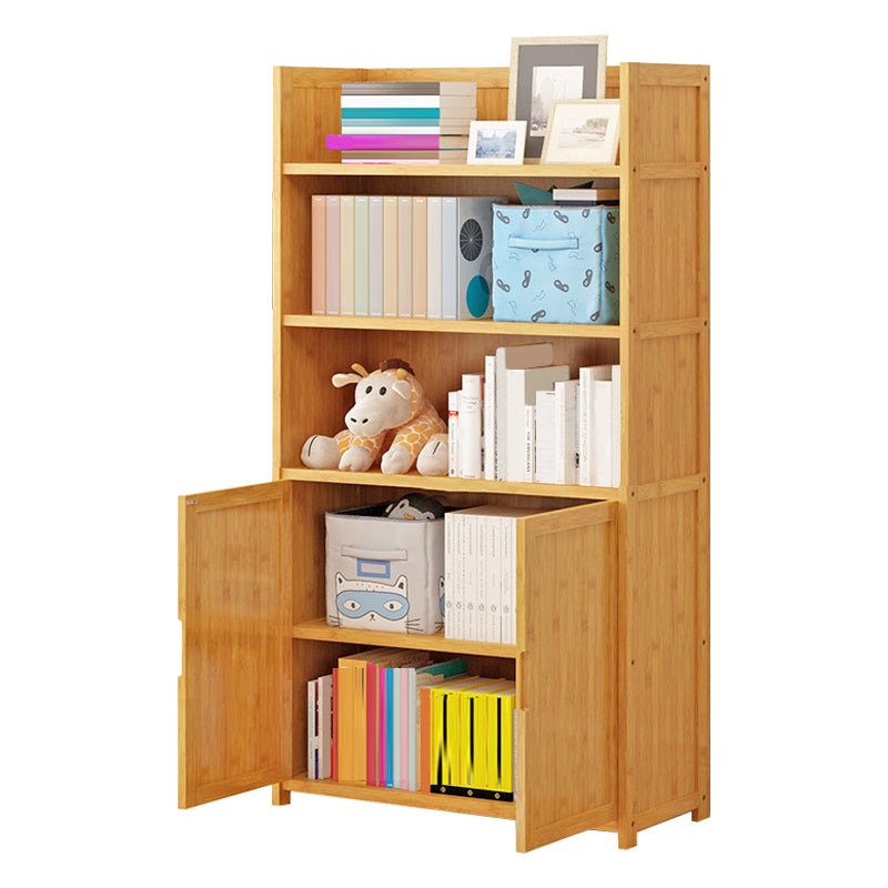 Modern Vertical Wood Book Shelf Brown Closed Back Shelf Bookcase for Study Room
