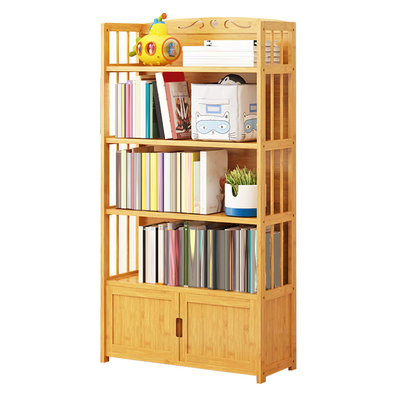 Modern Vertical Wood Book Shelf Brown Closed Back Shelf Bookcase for Study Room