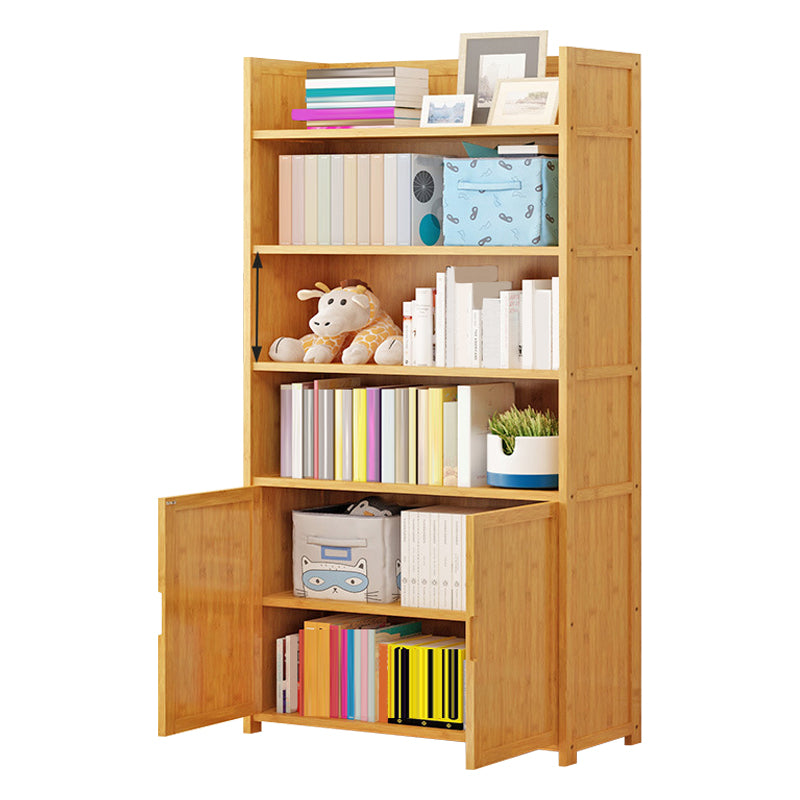 Modern Vertical Wood Book Shelf Brown Closed Back Shelf Bookcase for Study Room