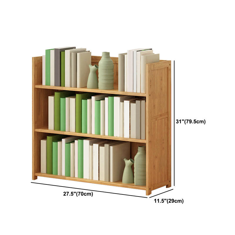 Modern Vertical Wood Book Shelf Brown Closed Back Shelf Bookcase for Study Room