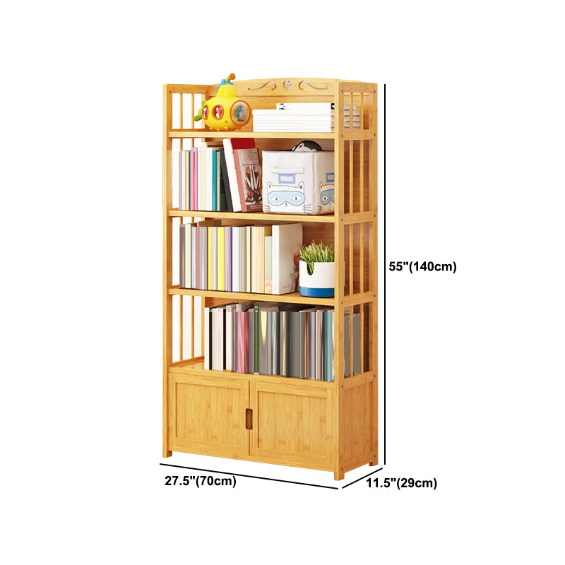 Modern Vertical Wood Book Shelf Brown Closed Back Shelf Bookcase for Study Room