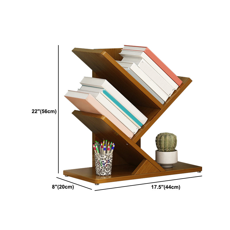 Modern Bamboo Bookshelf Geometric Closed Back Vertical Bookcase