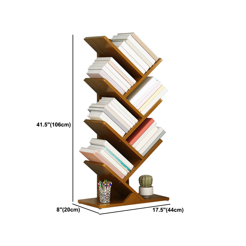Modern Bamboo Bookshelf Geometric Closed Back Vertical Bookcase