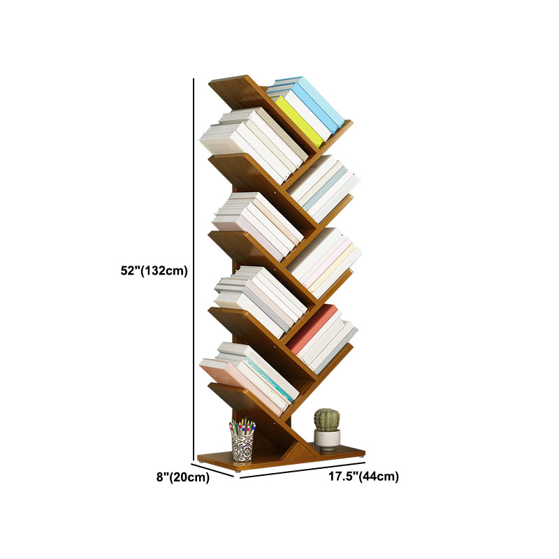 Modern Bamboo Bookshelf Geometric Closed Back Vertical Bookcase
