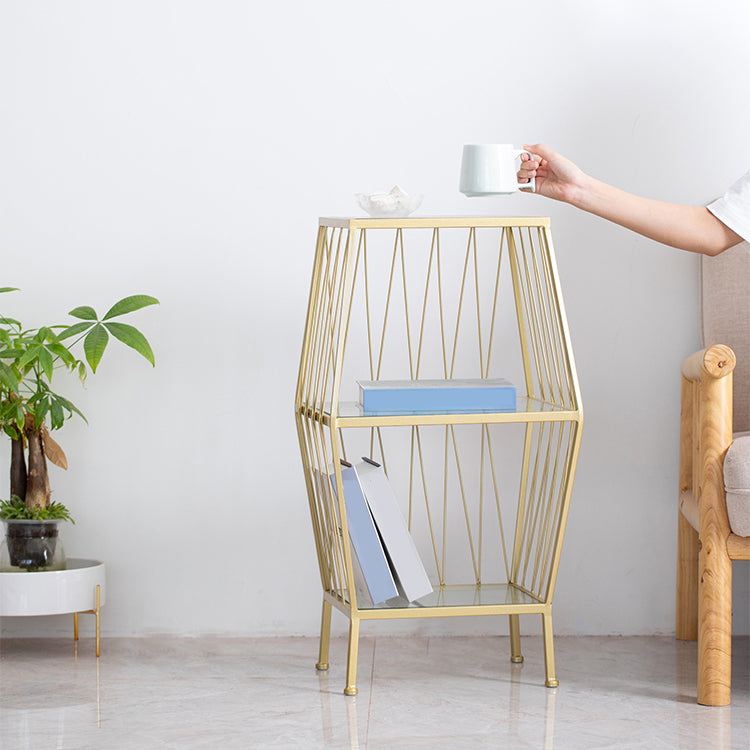 Modern Metal Bookshelf Geometric Vertical Closed Back Bookcase