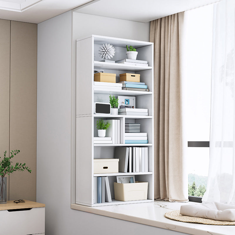 Modern Engineered Wood Bookshelf Standard Vertical Bookcase in Burnish