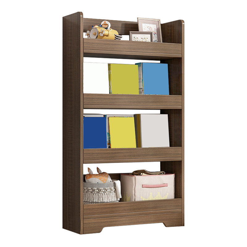 Modern Engineered Wood Bookshelf Standard Vertical Bookcase in Burnish