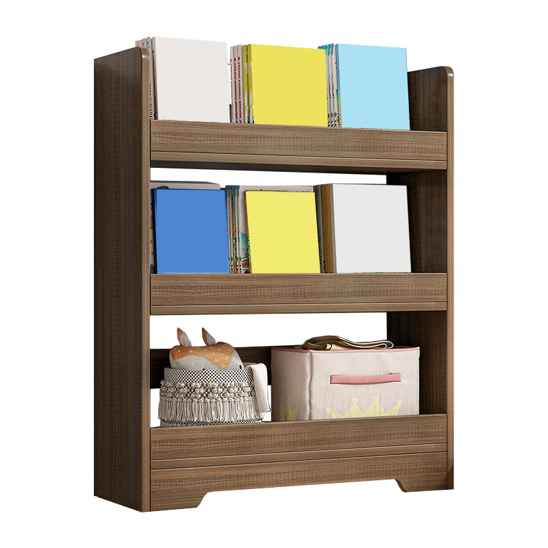 Modern Engineered Wood Bookshelf Standard Vertical Bookcase in Burnish