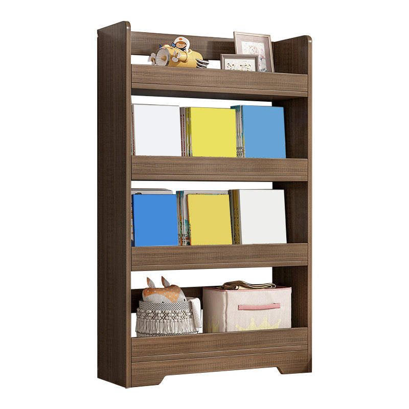 Modern Engineered Wood Bookshelf Standard Vertical Bookcase in Burnish