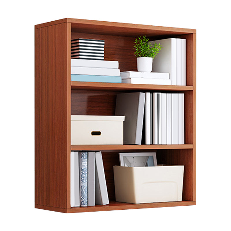 Modern Engineered Wood Bookshelf Standard Vertical Bookcase in Burnish