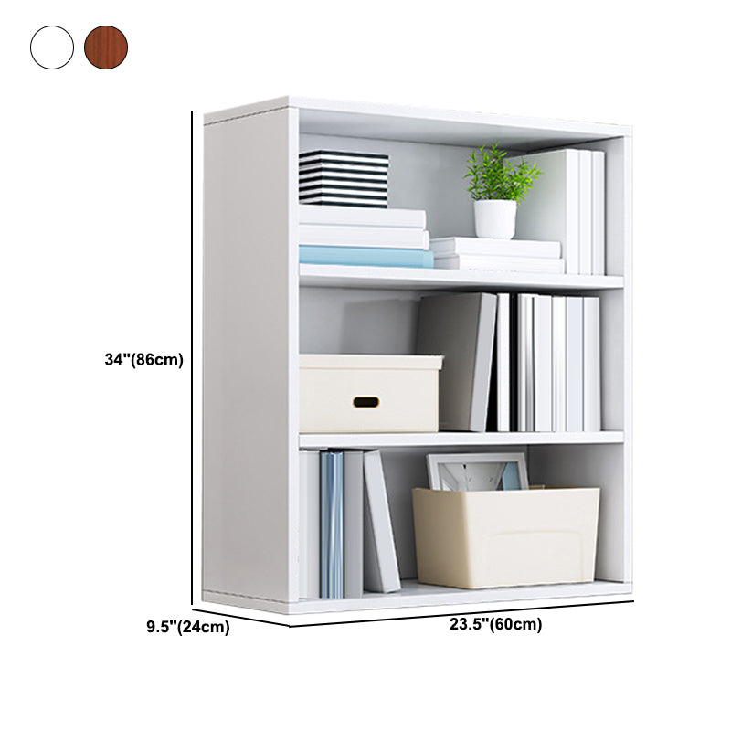 Modern Engineered Wood Bookshelf Standard Vertical Bookcase in Burnish