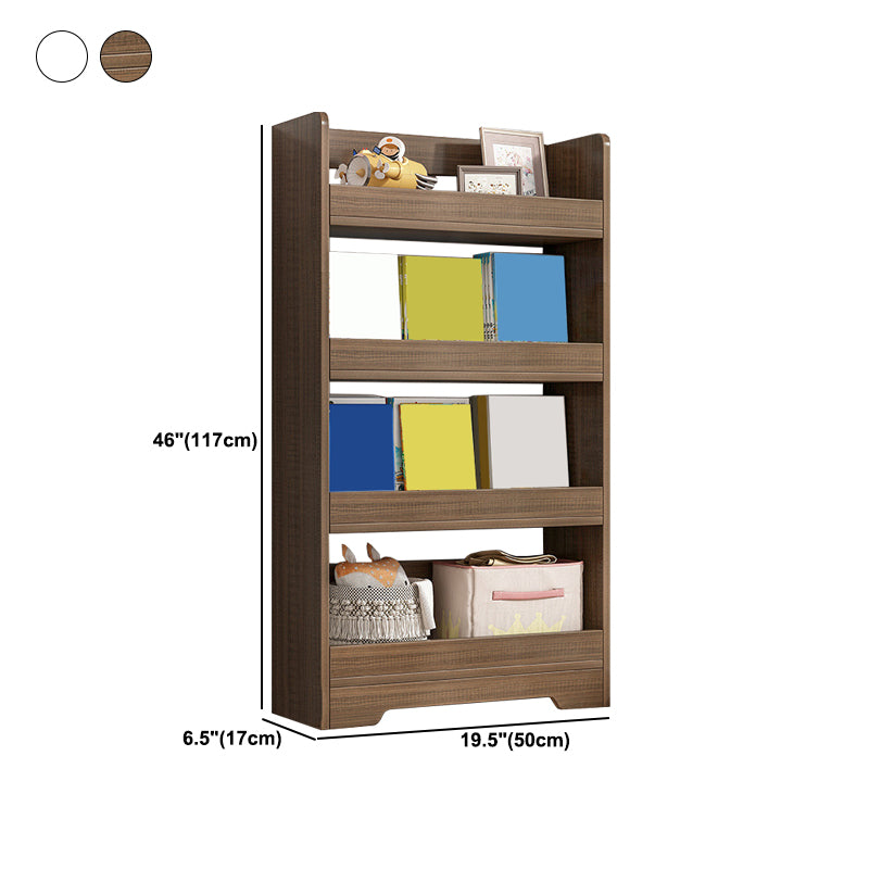 Modern Engineered Wood Bookshelf Standard Vertical Bookcase in Burnish