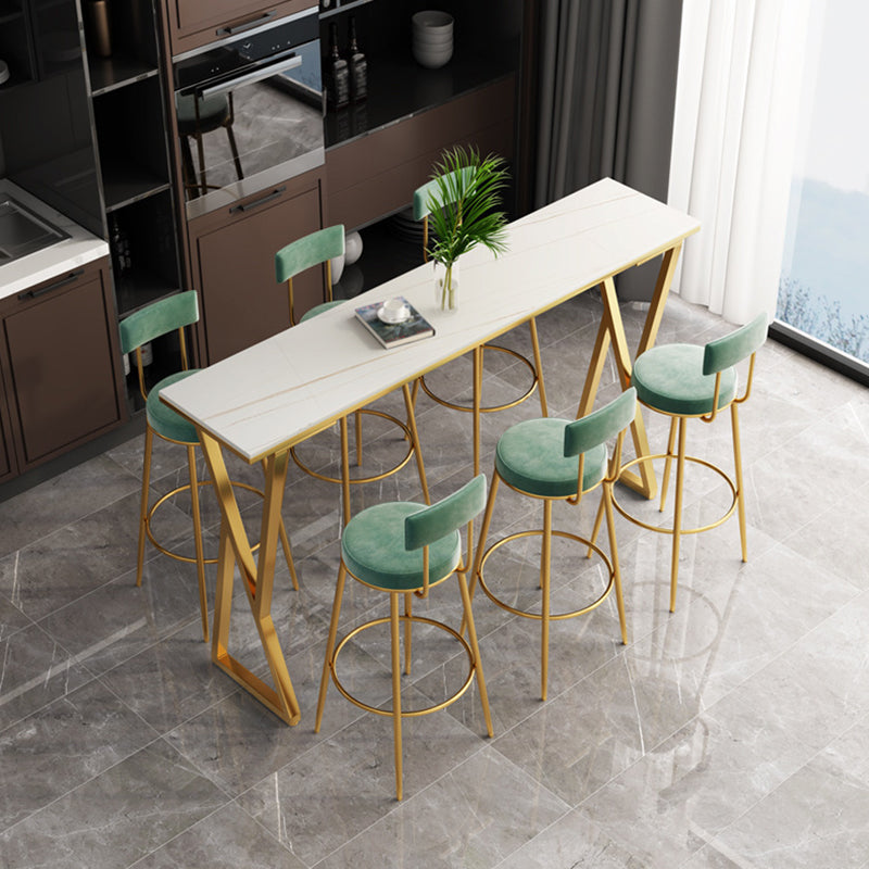 Glam Style Stone Bar Table Double pedestal Bar Dining Table for Indoor