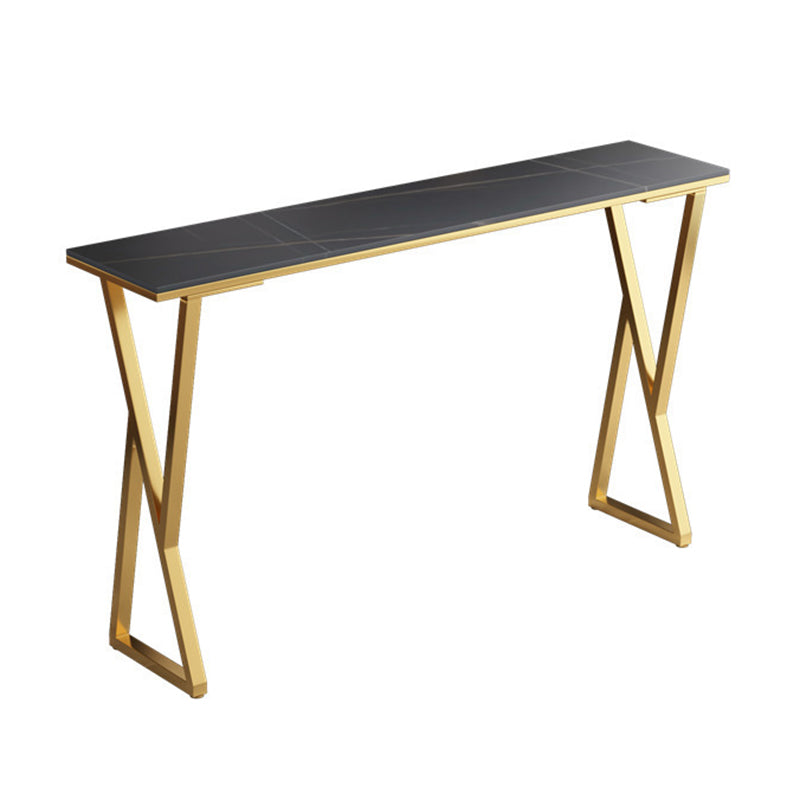 Glam Style Stone Bar Table Double pedestal Bar Dining Table for Indoor