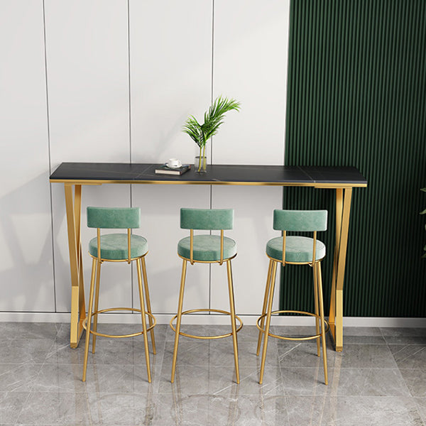 Glam Style Stone Bar Table Double pedestal Bar Dining Table for Indoor