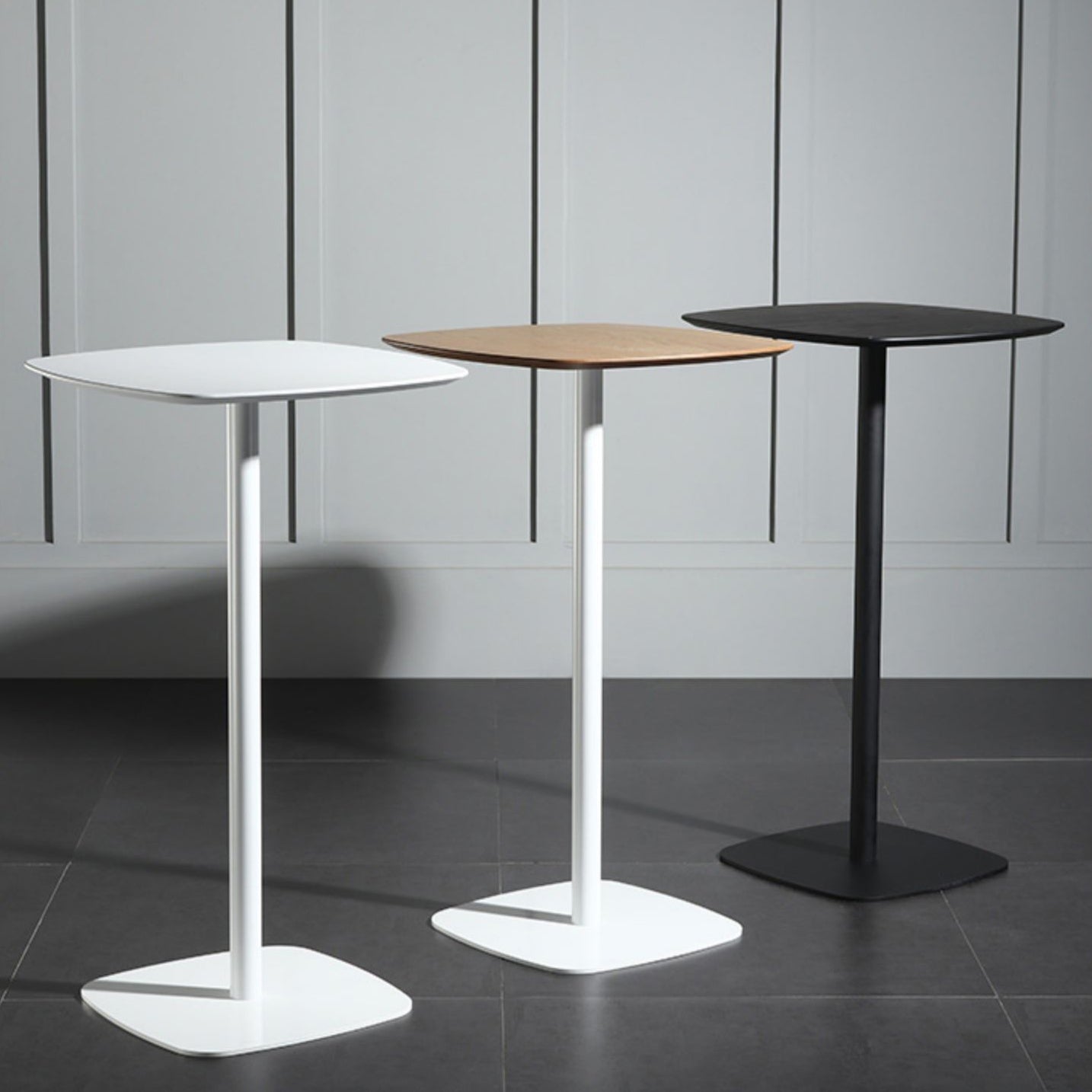 Industrial Square Bar Table 40.5-inch Height Artificial Wood Bistro Table with Pedestal