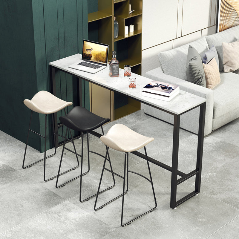 Modern Rectangle Bar Table Stone Bar Dining Table with Footrest