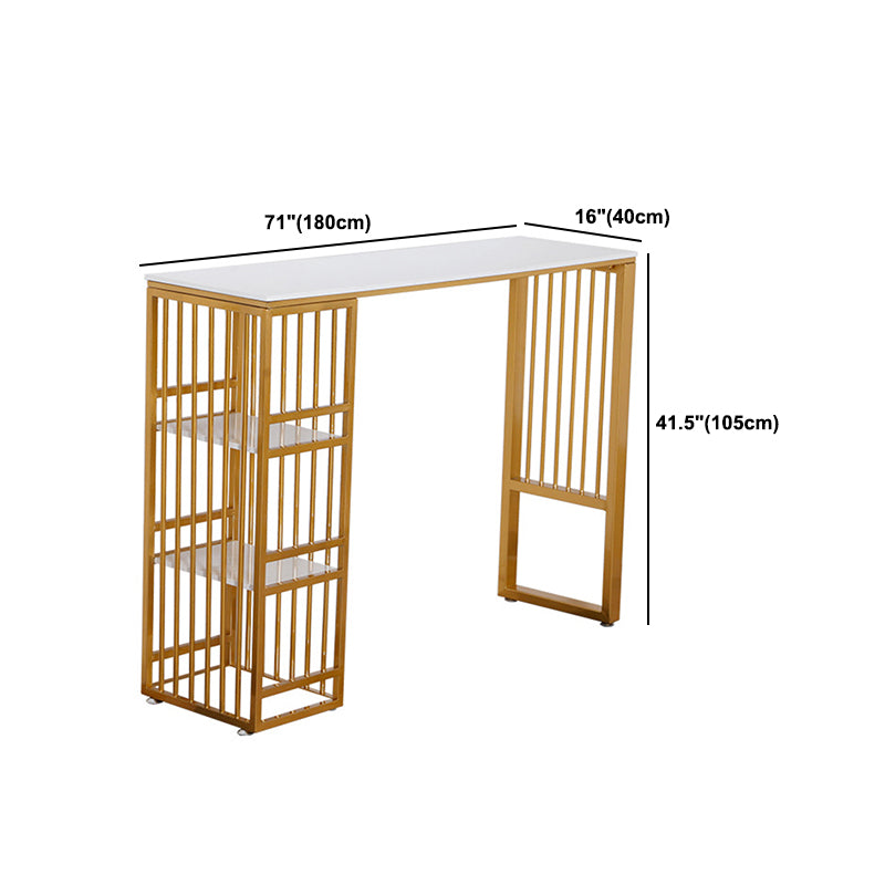 Bar Height Pub Table Glam Style Rectangle Bar Table with Stone Top