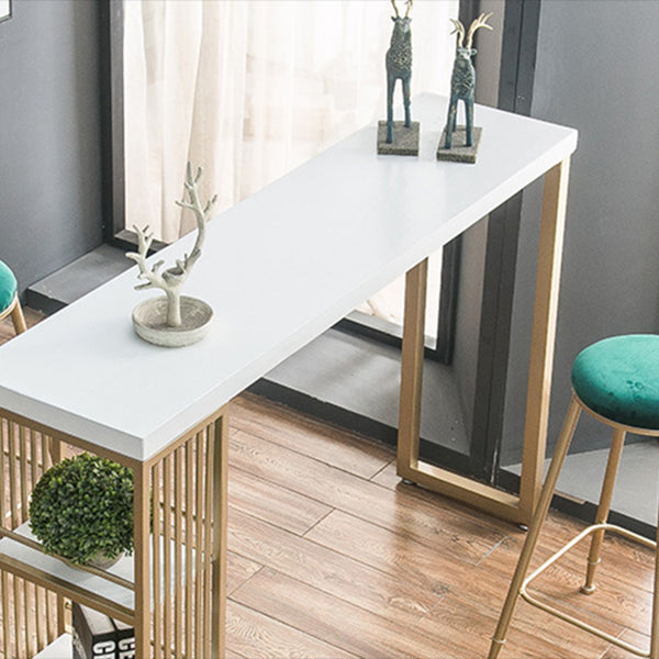 Glam Style Rectangle Bar Table Solid Wood Bar Dining Table with Storage