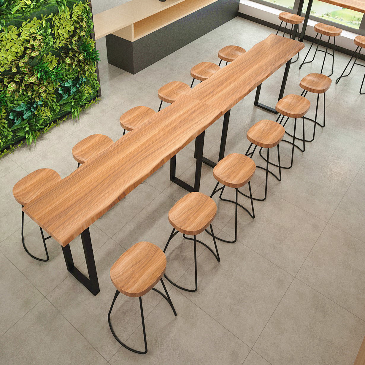 Industrial Style Rectangle Bar Table Solid Wood Bar-Height Bar Dining Table