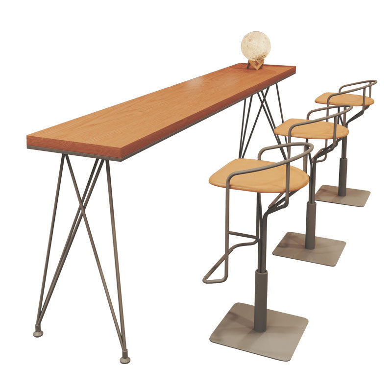 Glam Style Rectangle Bar Table Solid Wood 4 Legs Bar Wine Table