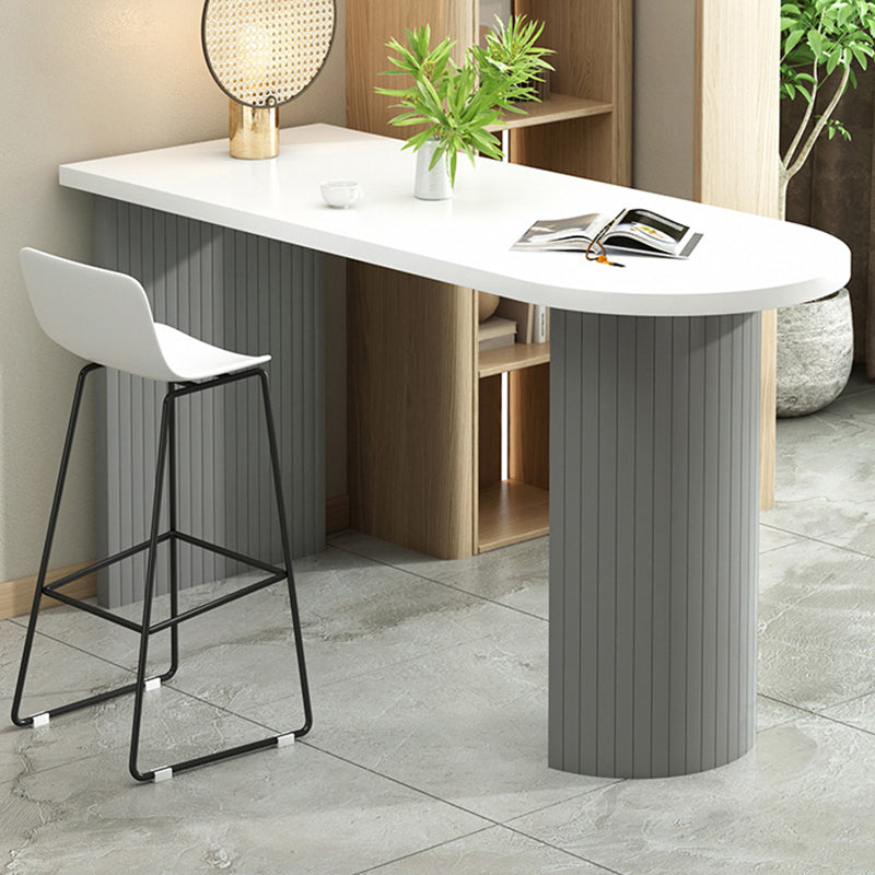 Modern White Bar Height Table Specialty Bar Wine Table with Double Pedestal