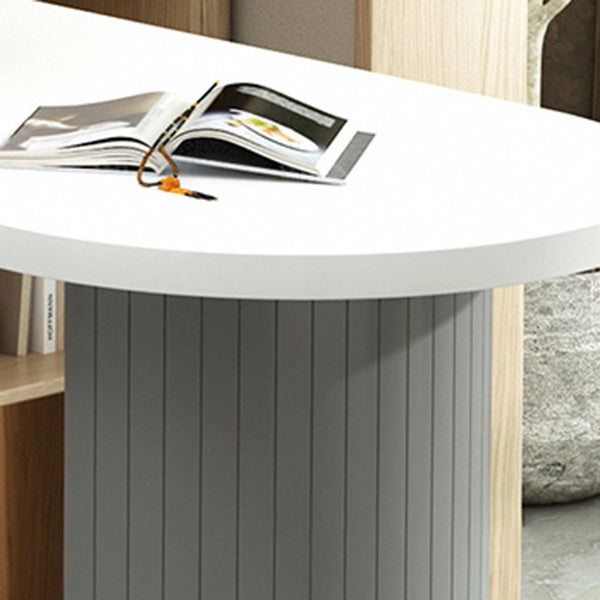 Modern White Bar Height Table Specialty Bar Wine Table with Double Pedestal