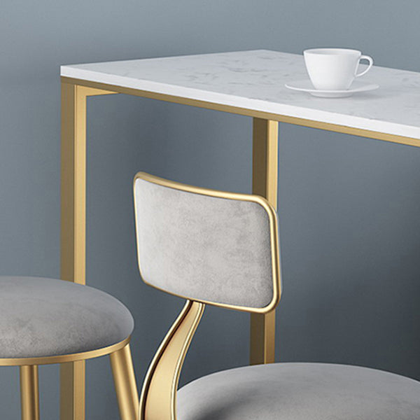 Rectangle Pub Table Bar Height Glam Bar Table with Stone Top