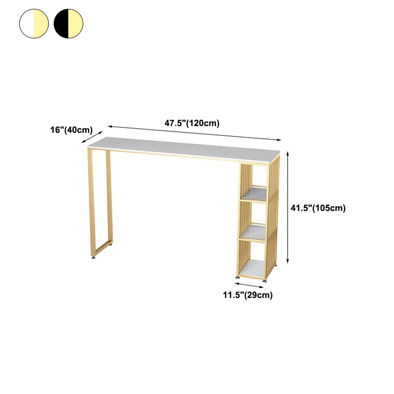 Rectangle Pub Table Bar Height Glam Bar Table with Stone Top