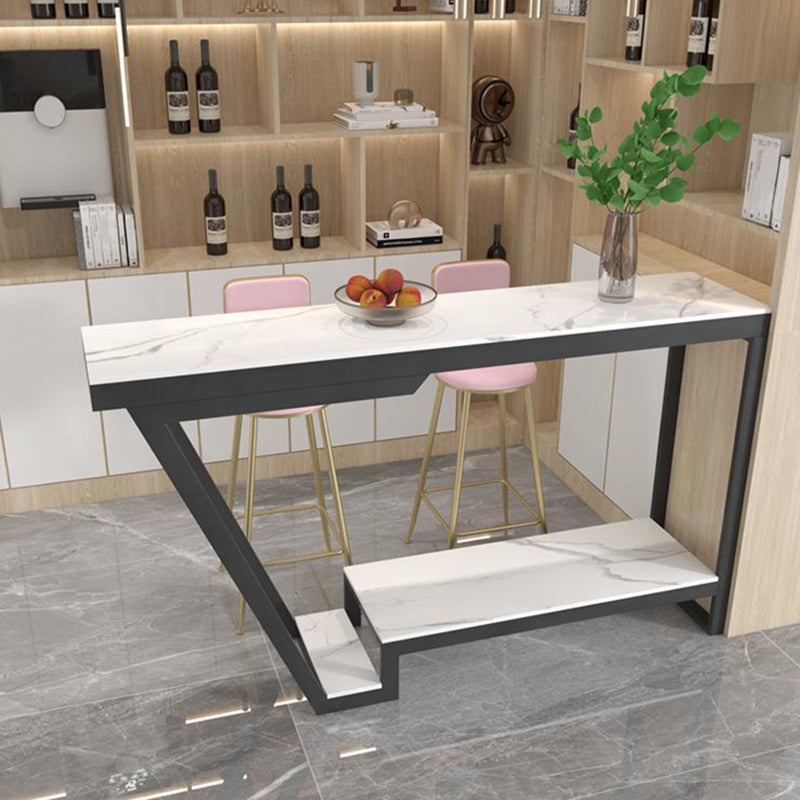 Sintered Stone Top Bar Table Industrial Rectangle Bistro Bar Height Cocktail Table