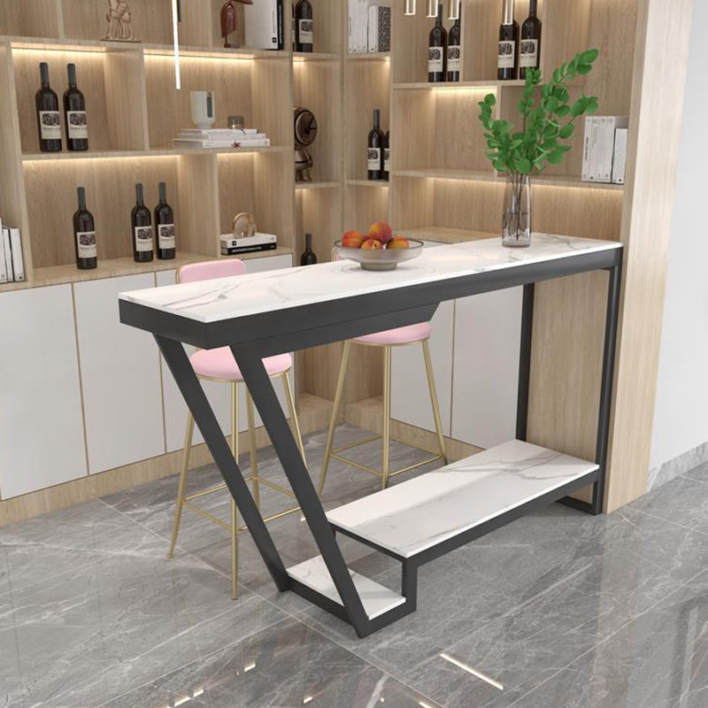 Sintered Stone Top Bar Table Industrial Rectangle Bistro Bar Height Cocktail Table