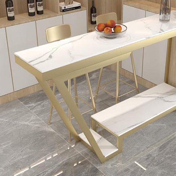 Sintered Stone Top Bar Table Industrial Rectangle Bistro Bar Height Cocktail Table