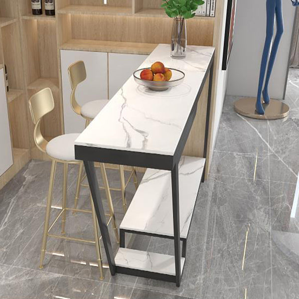 Sintered Stone Top Bar Table Industrial Rectangle Bistro Bar Height Cocktail Table