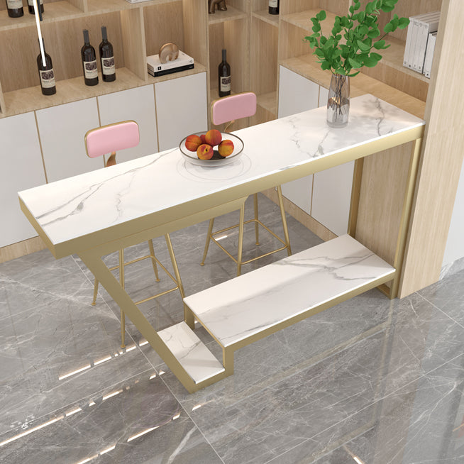 Sintered Stone Top Bar Table Industrial Rectangle Bistro Bar Height Cocktail Table