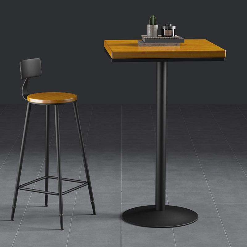 Industrial Metal Armless Bar Stool Wooden Round Bar Chair with Footrest