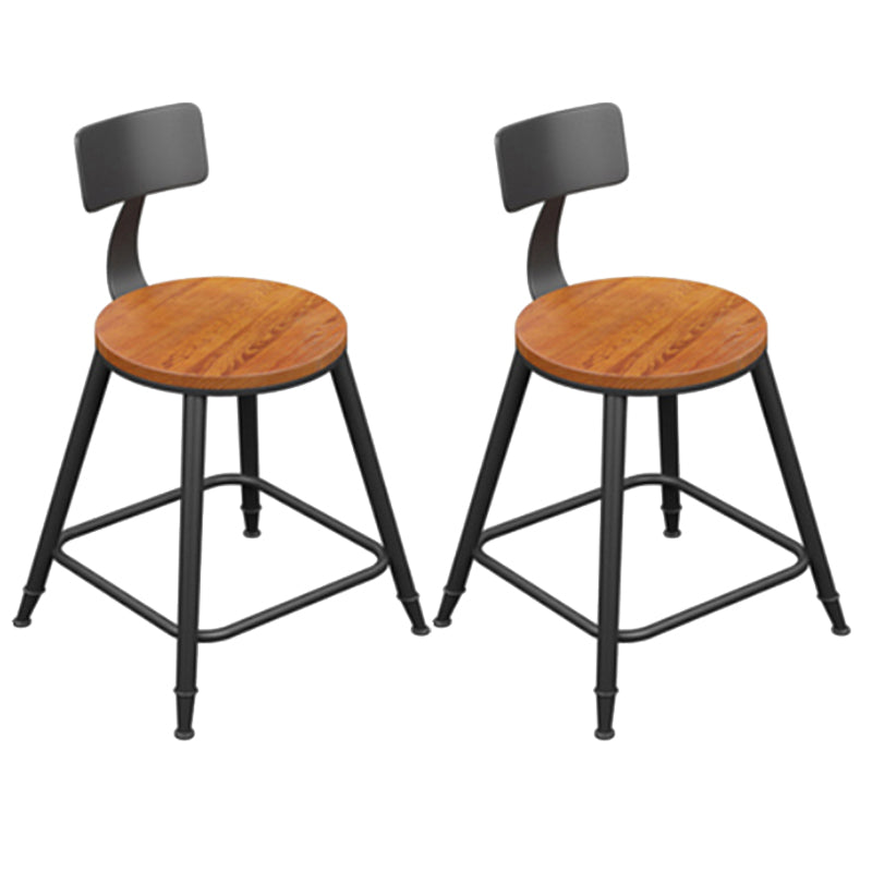 Industrial Metal Armless Bar Stool Wooden Round Bar Chair with Footrest