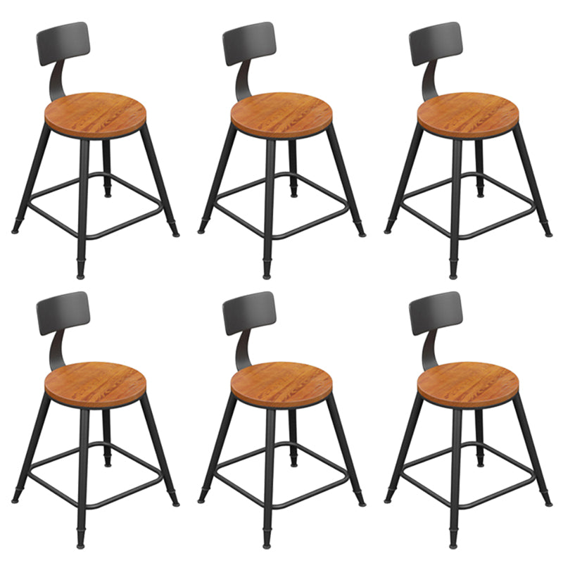 Industrial Metal Armless Bar Stool Wooden Round Bar Chair with Footrest