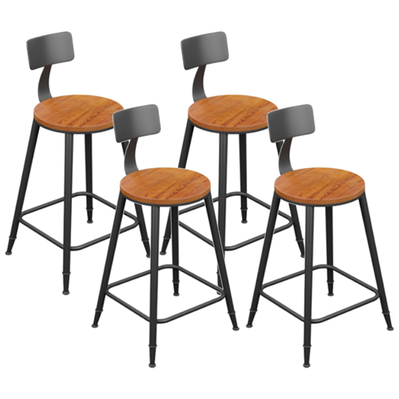 Industrial Metal Armless Bar Stool Wooden Round Bar Chair with Footrest