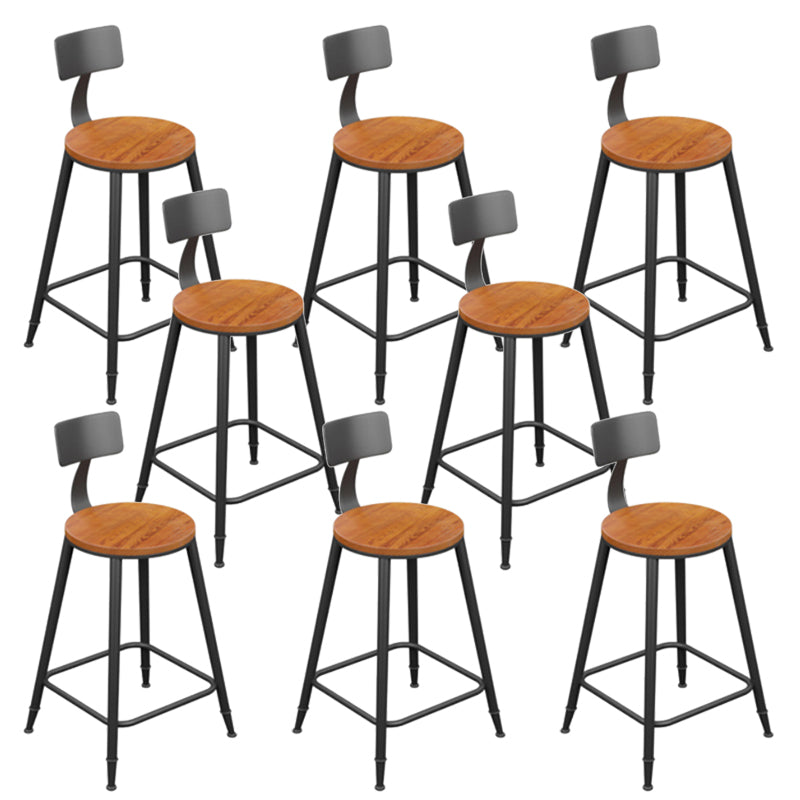 Industrial Metal Armless Bar Stool Wooden Round Bar Chair with Footrest
