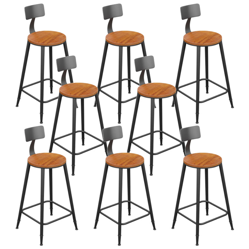 Industrial Metal Armless Bar Stool Wooden Round Bar Chair with Footrest