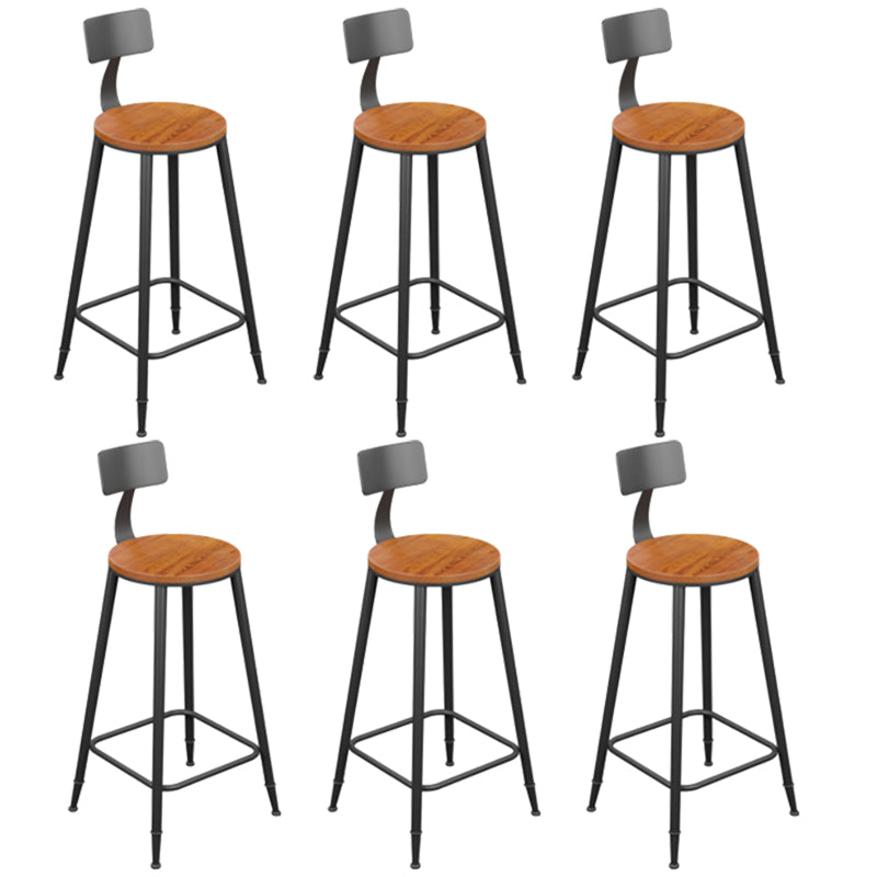 Industrial Metal Armless Bar Stool Wooden Round Bar Chair with Footrest