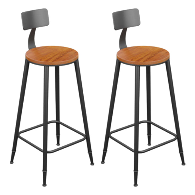 Industrial Metal Armless Bar Stool Wooden Round Bar Chair with Footrest
