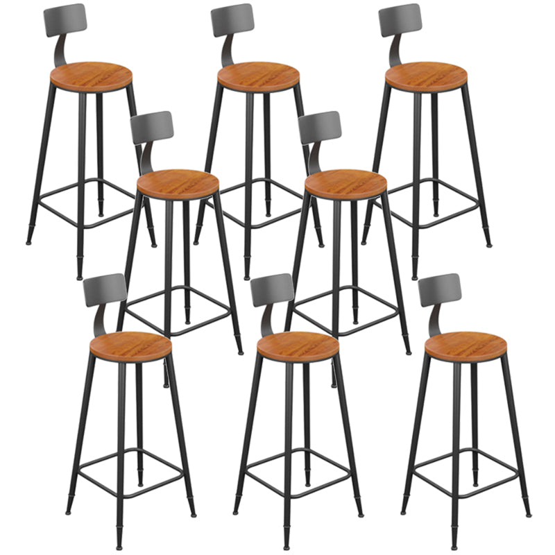 Industrial Metal Armless Bar Stool Wooden Round Bar Chair with Footrest