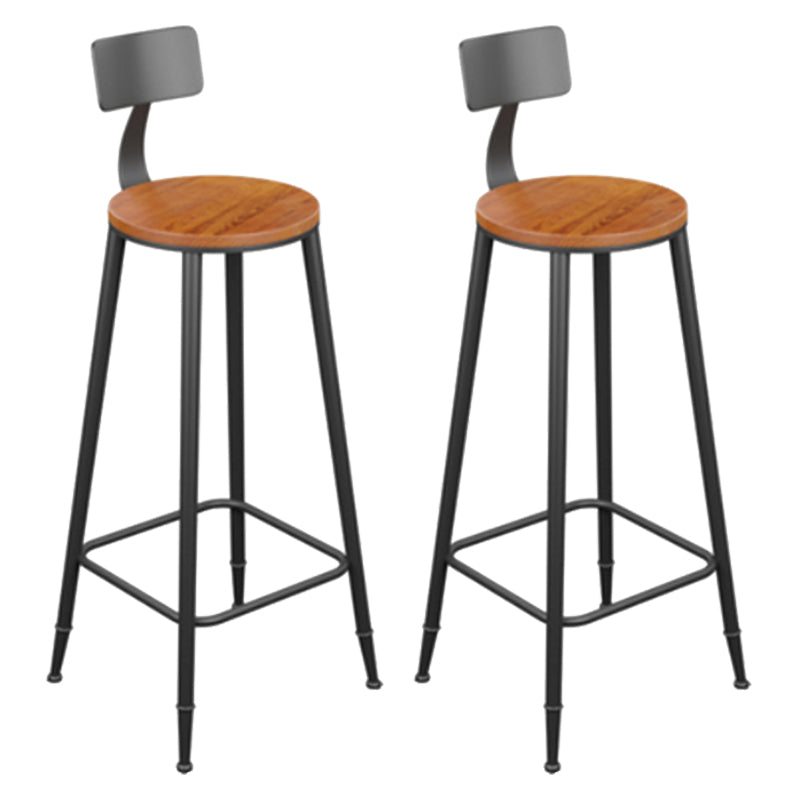 Industrial Metal Armless Bar Stool Wooden Round Bar Chair with Footrest