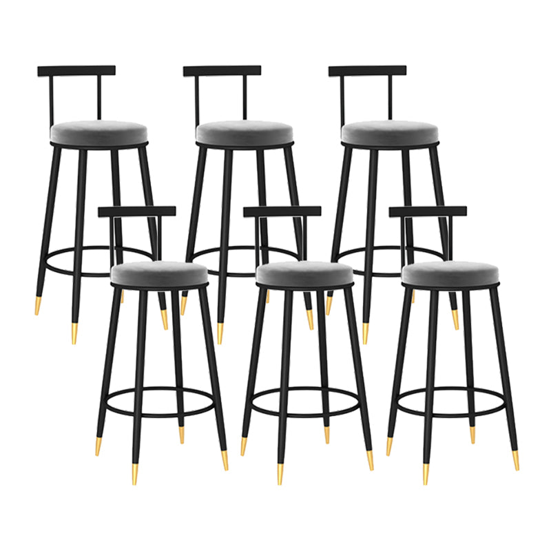 Round Seat Upholstered Counter Stool Industrial  Armless Bar Chai
