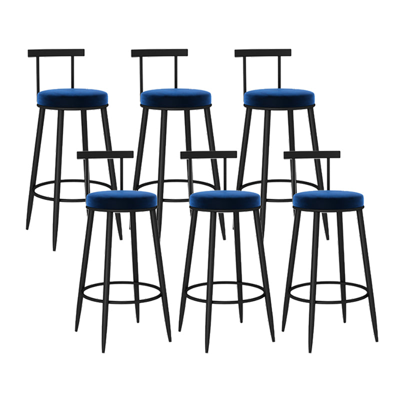 Round Seat Upholstered Counter Stool Industrial  Armless Bar Chai